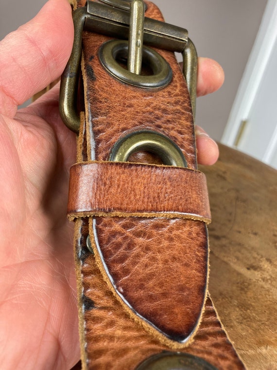 Vintage Leather Grommet Belt - image 7