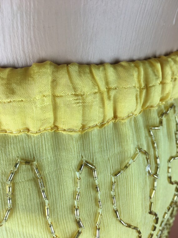 1980s Yellow Deco Style Beaded Silk Chiffon Skirt… - image 7