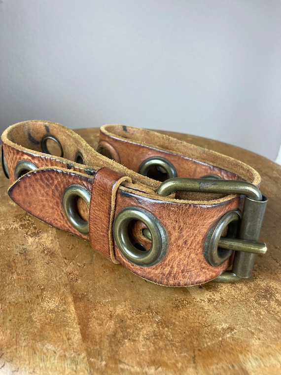 Vintage Leather Grommet Belt - image 5