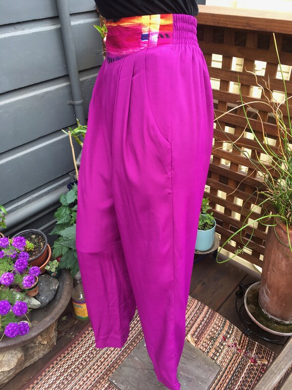 1980s/1990s Fuchsia Rayon Tapered Slacks - image 8