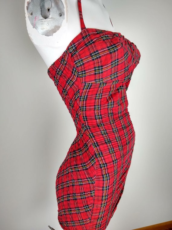 1940s / 1950s Jantzen Red Plaid Swimsuit / Sunsui… - image 2