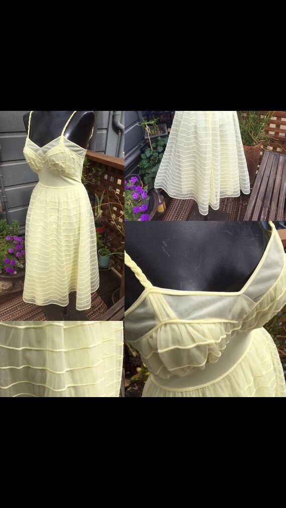 Pretty Pretty Yellow Chiffon 1960s Nightgown - image 1