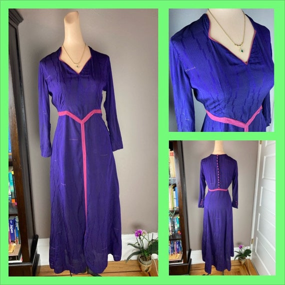 1930s / 1940s Purple Rayon Gown - Small