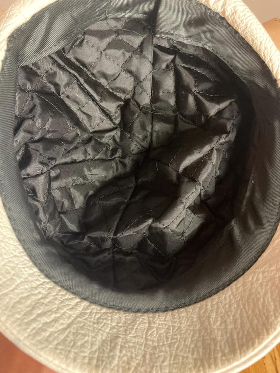1960s Mod White Vinyl Newsboy Cap - Gem