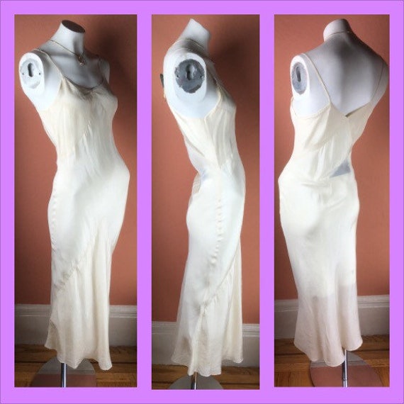 1930s Cream Silk Bias Cut Nightgown - XS - **As I… - image 1