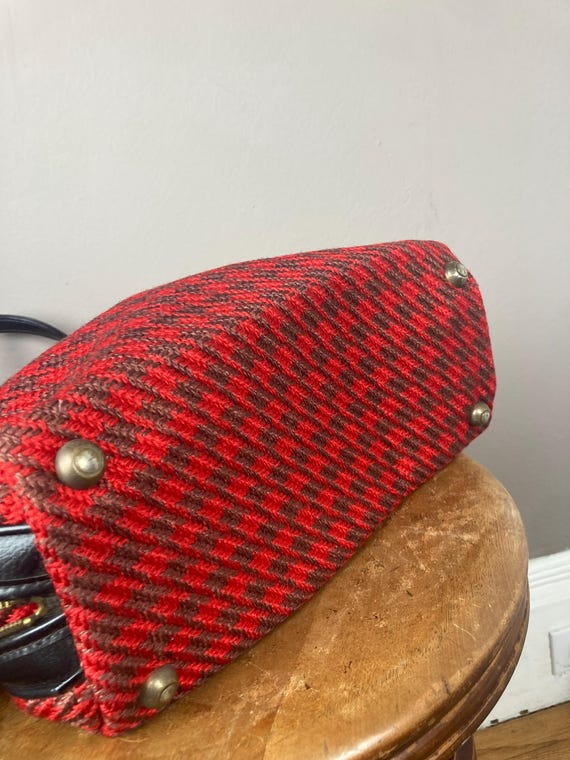 1960s Red Houndstooth Mod Tote Bag - image 8