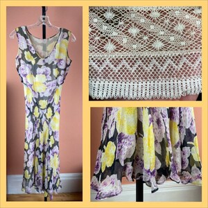 1920s / 1930s  Bias Cut Silk Chiffon Floral Print Dress - XS