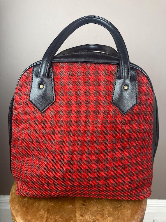 1960s Red Houndstooth Mod Tote Bag - image 1