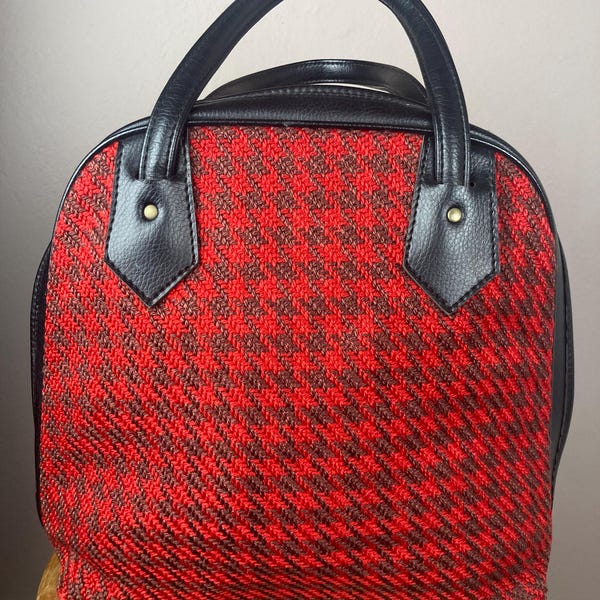 Bolso de mano rojo de pata de gallo de los años 60