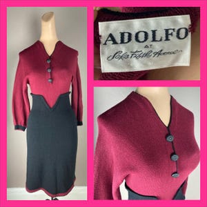 1970s / 1980s Adolfo Knit Dress - Vintage Designer Sweater Dress - Small