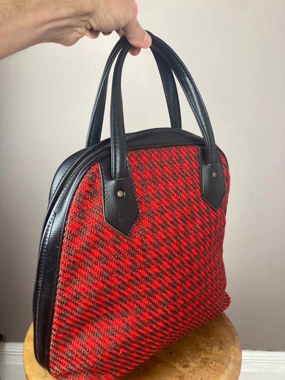 1960s Red Houndstooth Mod Tote Bag - image 2