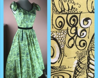 1940s / 1950s Cotton Print Dress - Full Skirt - As Is