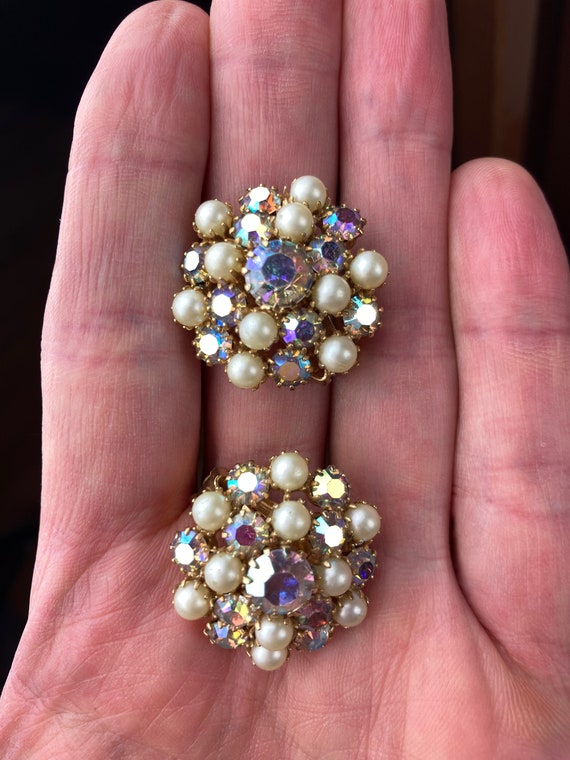 Vintage Kramer Faux Pearl and Crystal Rhinestone … - image 7