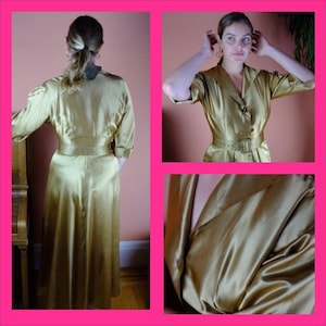 1940s Gold Striped Satin Gown