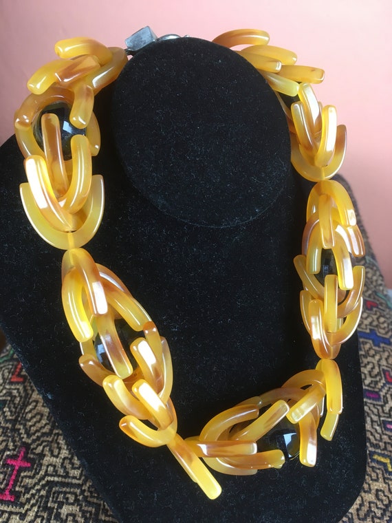 Midcentury Atomic Statement Necklace - Vintage Pl… - image 9