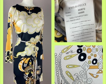 EMILIO PUCCI  チュニック EUC EMILIO PUCCI GREEN BROWN GRAY BLACK PRINT STRETCH JERSEY