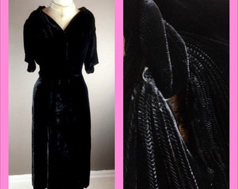1940s Silk Velvet Dress