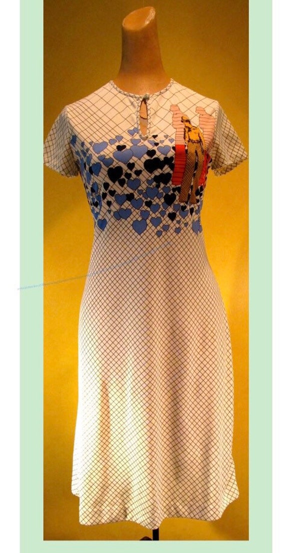 1970s Gene Berk GBR Novelty Print Dress