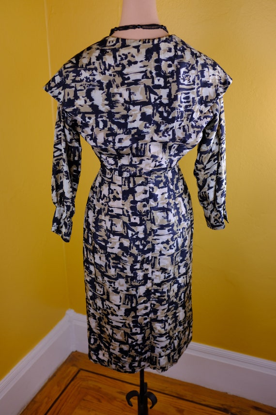 1950s Silk Print Dress Suit - xs - image 5