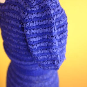 Royal Blue 1940s/50s Silk Ribbon and Wool Knit Dress image 5