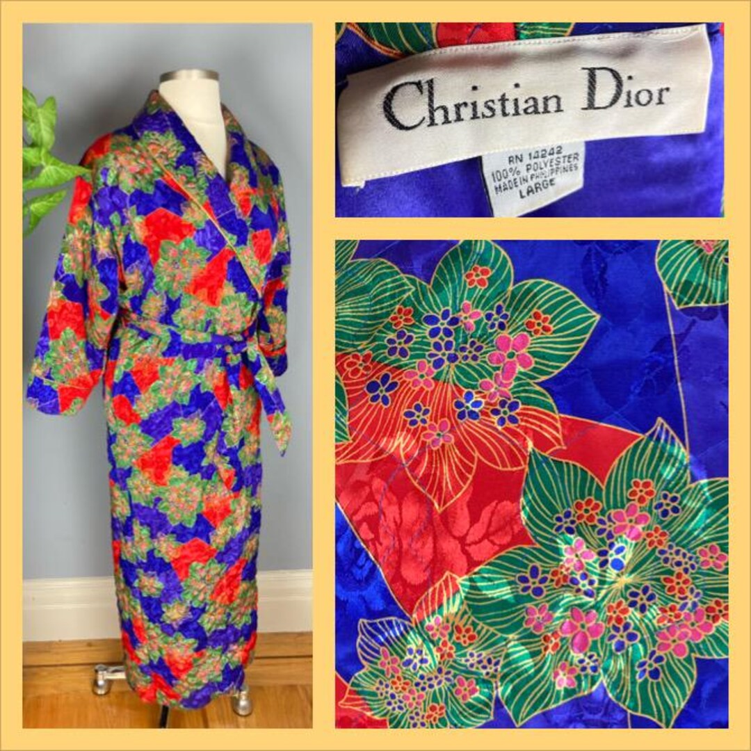 Vintage Christian Dior Quilted Print Robe - Large - Etsy