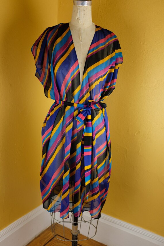 1970s Giorgio Sant'Angelo Sheer Rainbow Wrap Dress