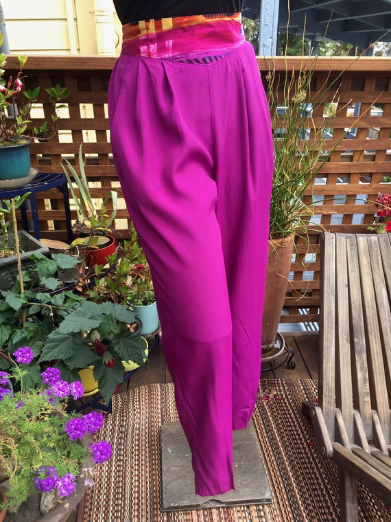 1980s/1990s Fuchsia Rayon Tapered Slacks