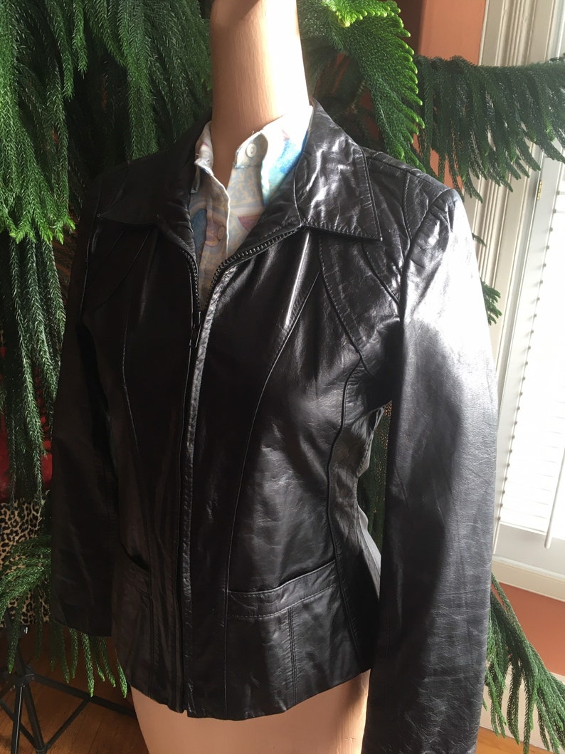 1970s/1980s Casablanca Black Leather Jacket image 2