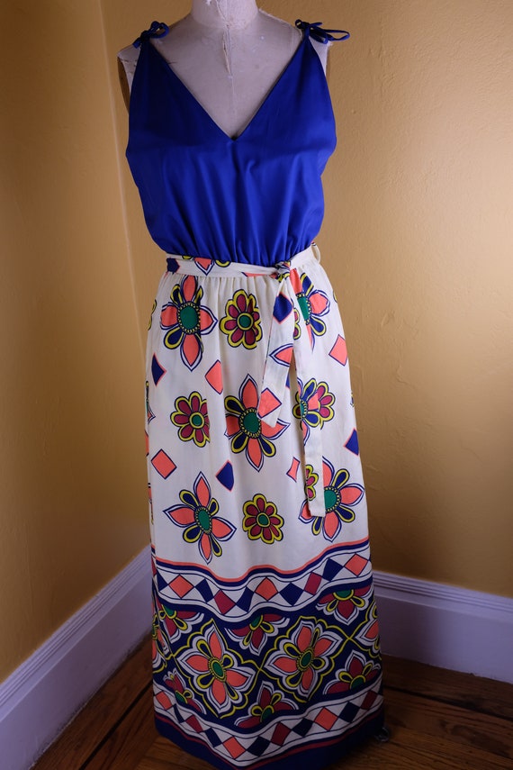 Bold and colorful 1960s/70s Maxi Sundress