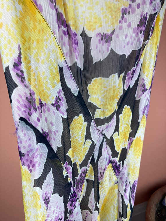 1920s Bias Cut Silk Chiffon Floral Print Dress - … - image 6
