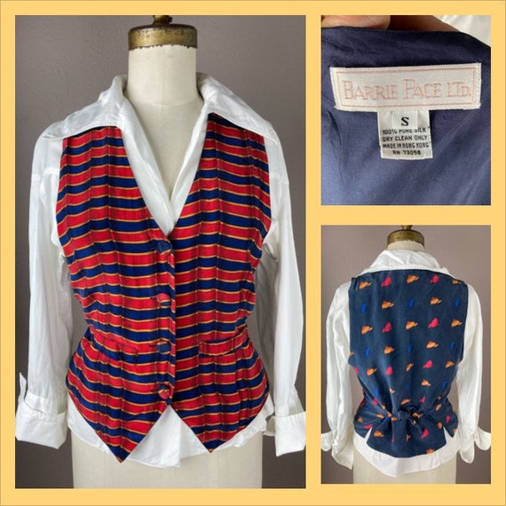 1980s/ 1990s Barrie Pace Ltd. Silk Print Vest - S… - image 1