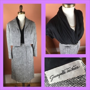 1970s / 1980s Georgette Trilére Silk Dress Suit
