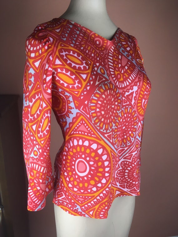 1960s Orange Psychedelic Print Ulla by Vicki Coope