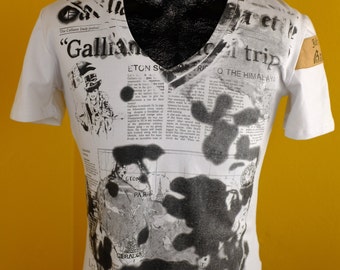 Iconic Y2K John Galliano Newsprint Tee Shirt - S/M - Etsy