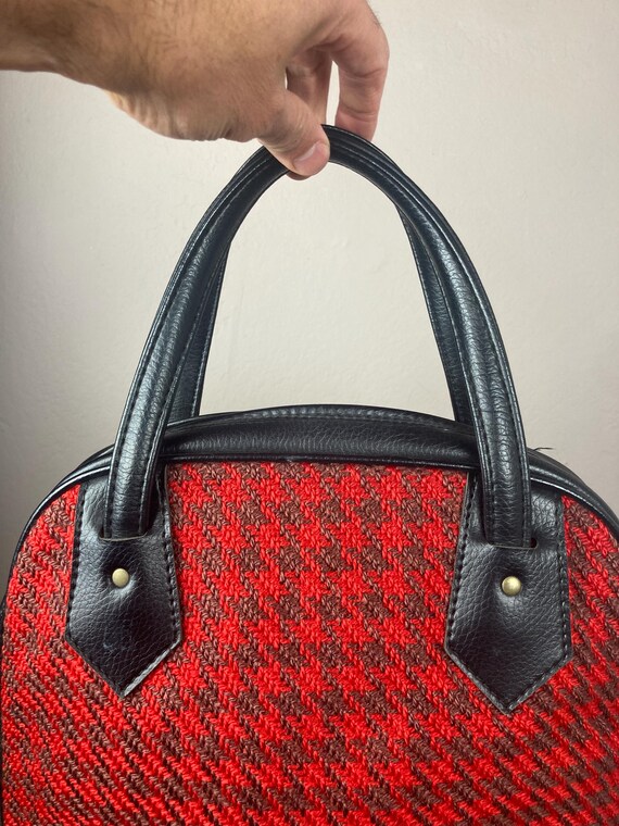1960s Red Houndstooth Mod Tote Bag - image 3