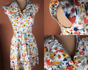 1970s Floral Shirtdress with Mod Lapel