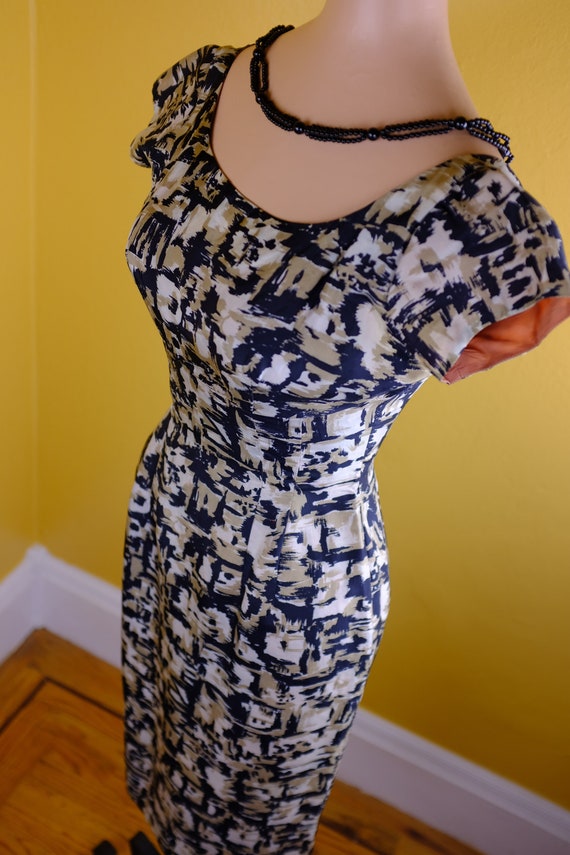 1950s Silk Print Dress Suit - xs - image 4