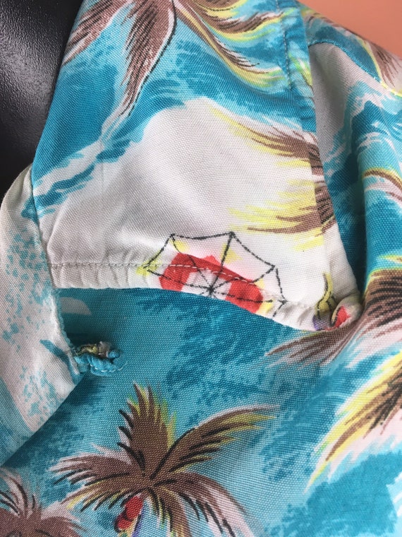 1960s Cold Rayon Hawaiian Aloha Shirt - Medium - image 5