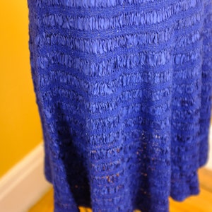 Royal Blue 1940s/50s Silk Ribbon and Wool Knit Dress image 10