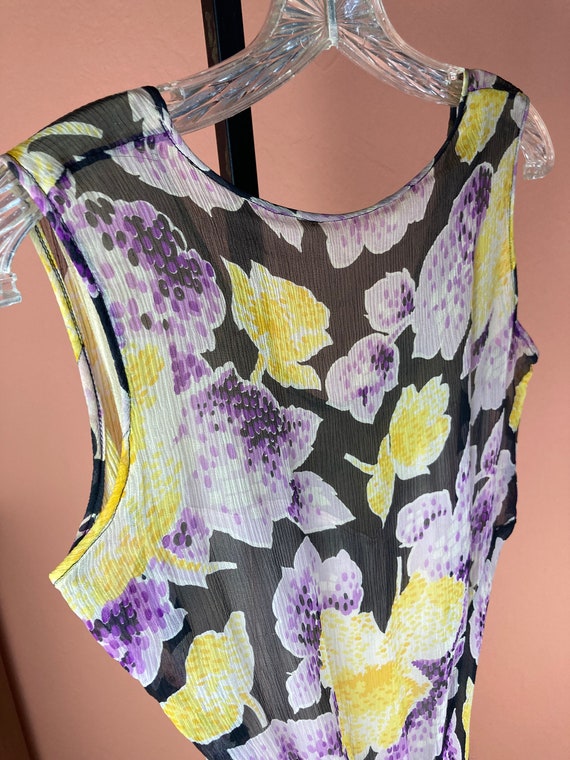 1920s Bias Cut Silk Chiffon Floral Print Dress - … - image 5