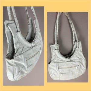 1970s /1980s Gray Leather Shoulder Bag - Vintage Handbag