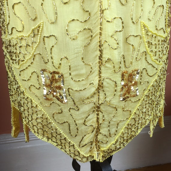 1980s Yellow Deco Style Beaded Silk Chiffon Skirt… - image 8