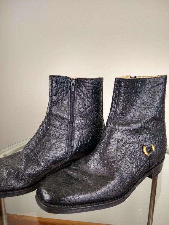 Vintage Stuart McGuire Men\'s Black Leather Beatle Bootie Boots Size 8 1960s/1970s Stuart Mcguire Beatle Boots - Size 6.5 - Etsy main image 4