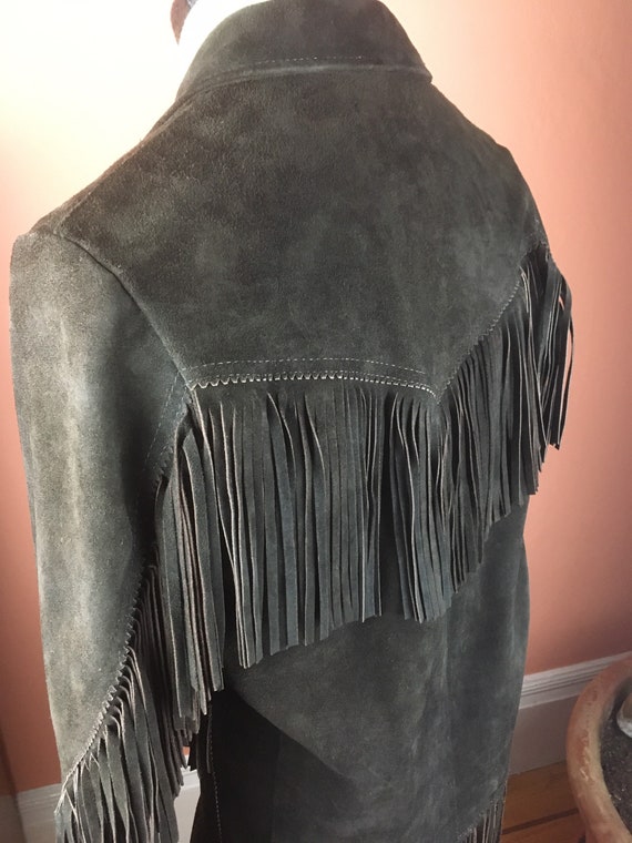 1960s "Easy Rider" Mens Brown Suede Fringe Jacket… - image 5