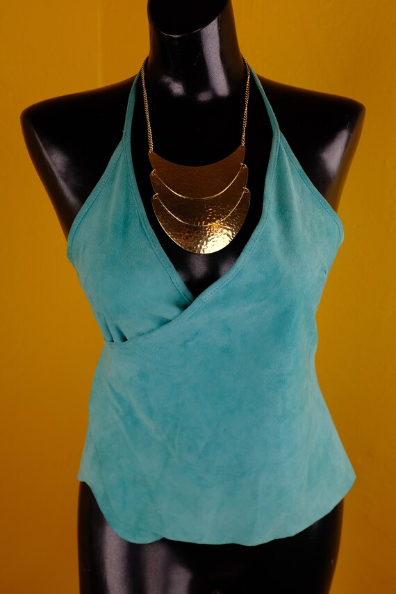 Sexy Suede Halter Wrap Top - Medium
