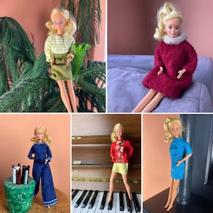 Homemade Vintage Fashion Doll Clothes - 1960s Doll Clothes - Lot of 5