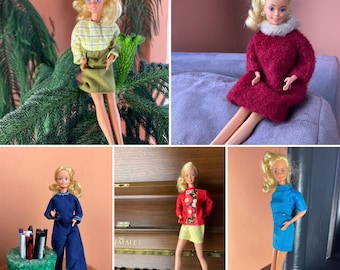 Homemade Vintage Fashion Doll Clothes - 1960s Doll Clothes - Lot of 5