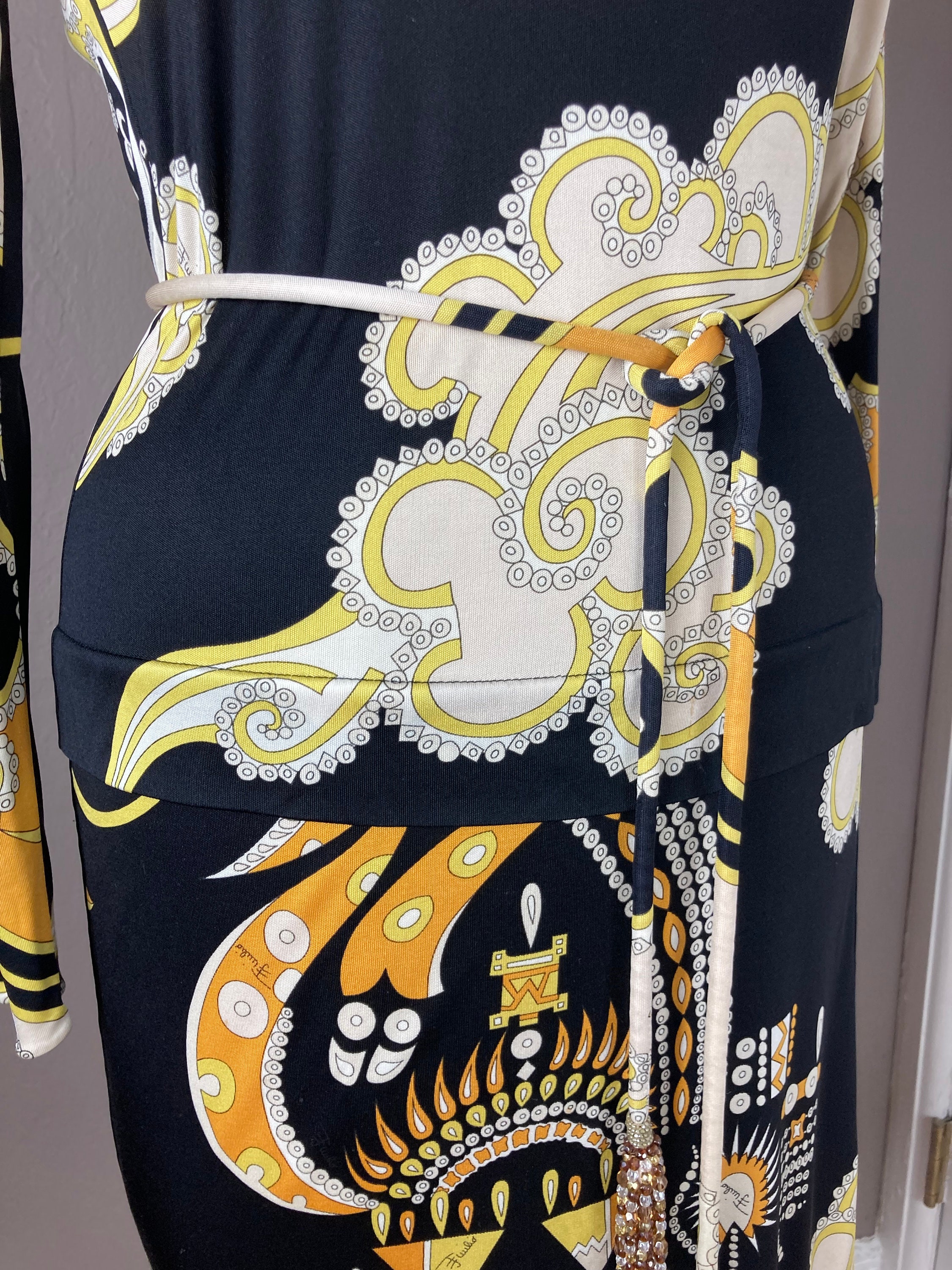 Y2K Emilio Pucci Silk Jersey Dress With Matching Belt - Size