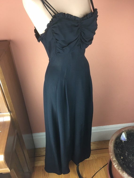 1940s Black Rayon Crepe Gown - medium (8-ish) - image 2