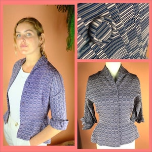 1940s/1950s Navy and White Faille Tailored Blazer